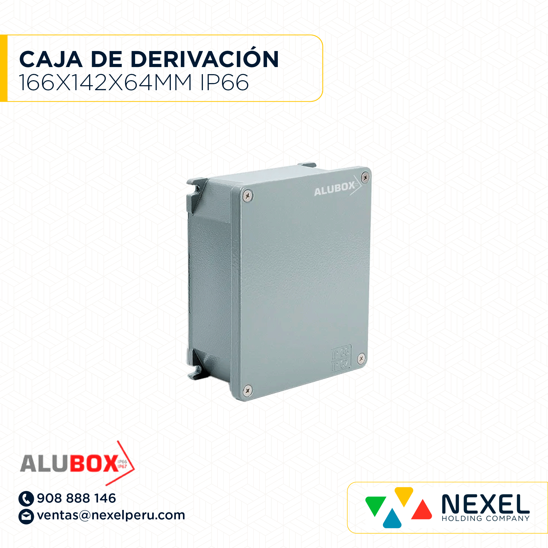 CAJA DE DERIVACIÓN DE ALUMINIO 166X142X64MM IP66 - IP67 (653.02) ALUBOX