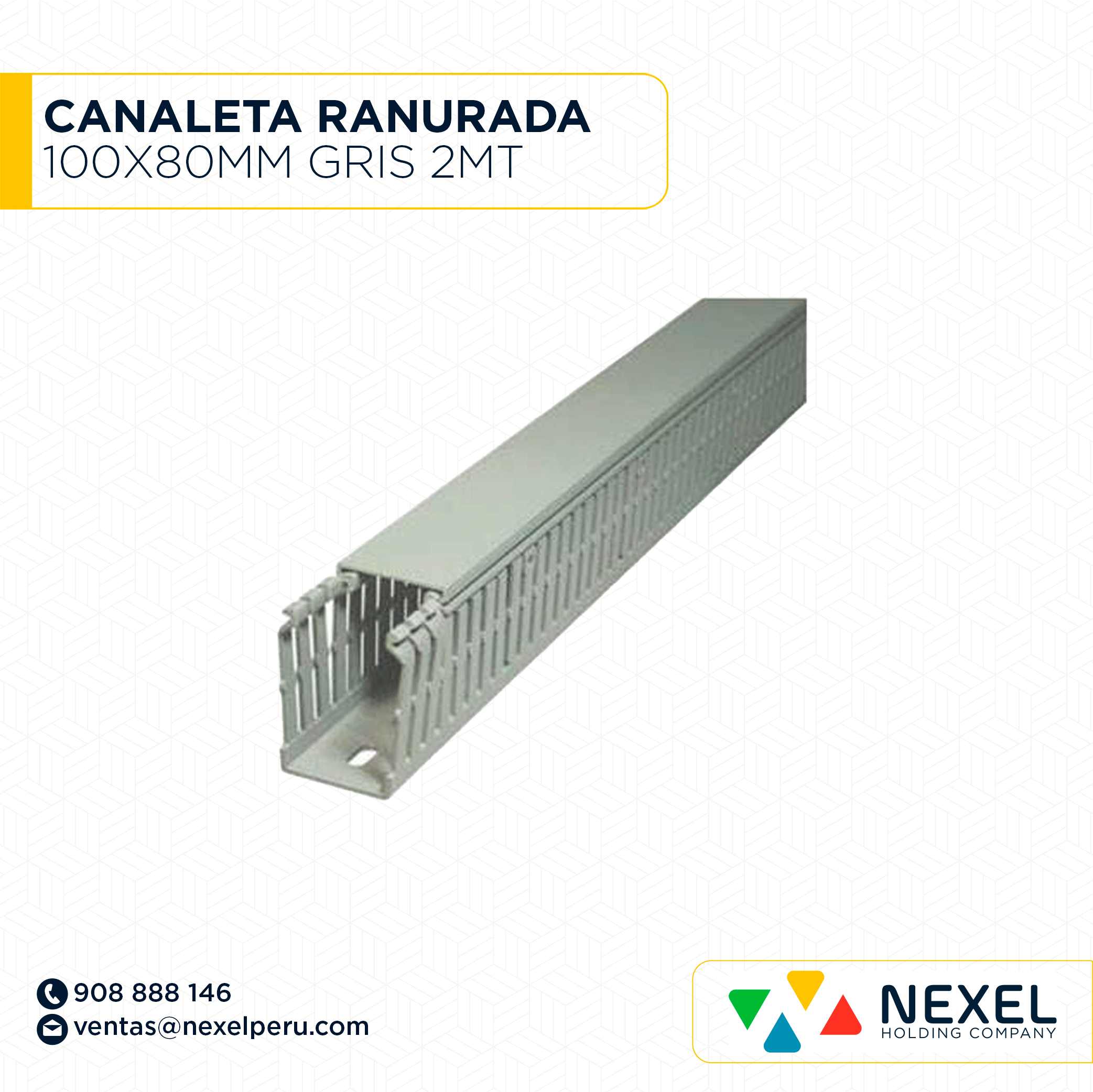OUT- CANALETA RANURADA 100X80MM GRIS 2MT