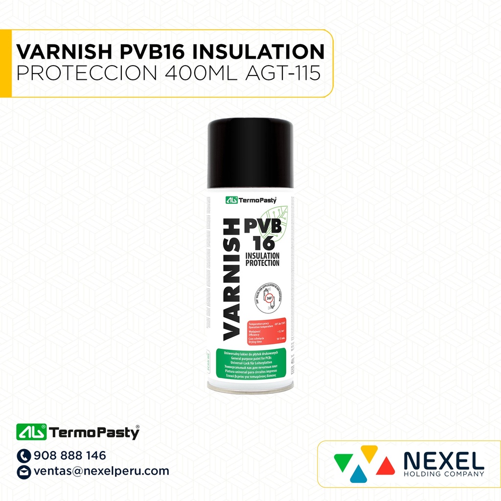 VARNISH PVB16 INSULATION PROTECCION 400ML AGT-115 (MUESTRA) TERMOPASTY