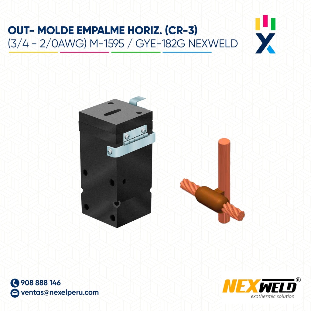 OUT- MOLDE VARILLA CABLE SOBREPUESTA - T (CR-3) (3/4 - 2/0AWG) T/ M-1595 C/ GYE-182G CART. #115 NEXWELD