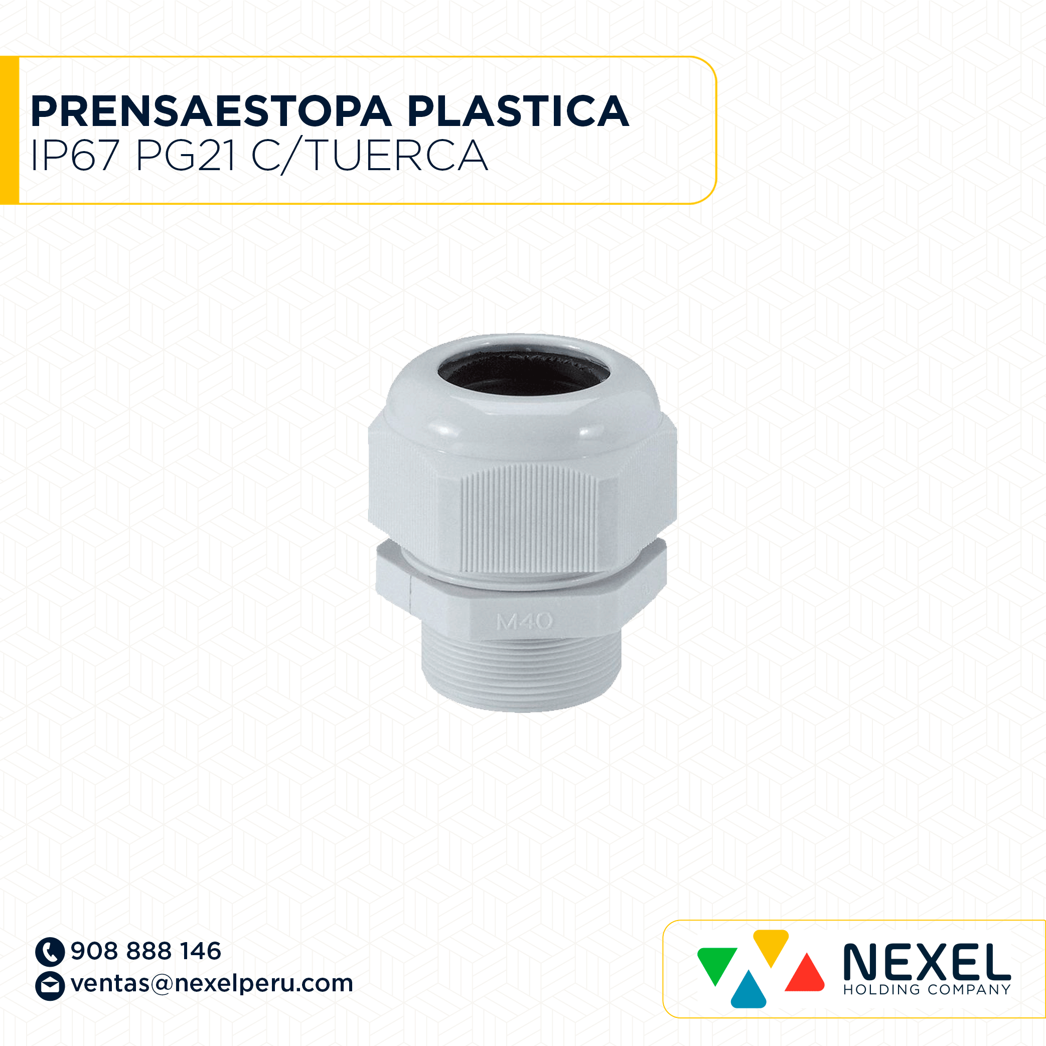 OUT- PRENSAESTOPA PLASTICA IP67 PG21 C/TUERCA STANDARD