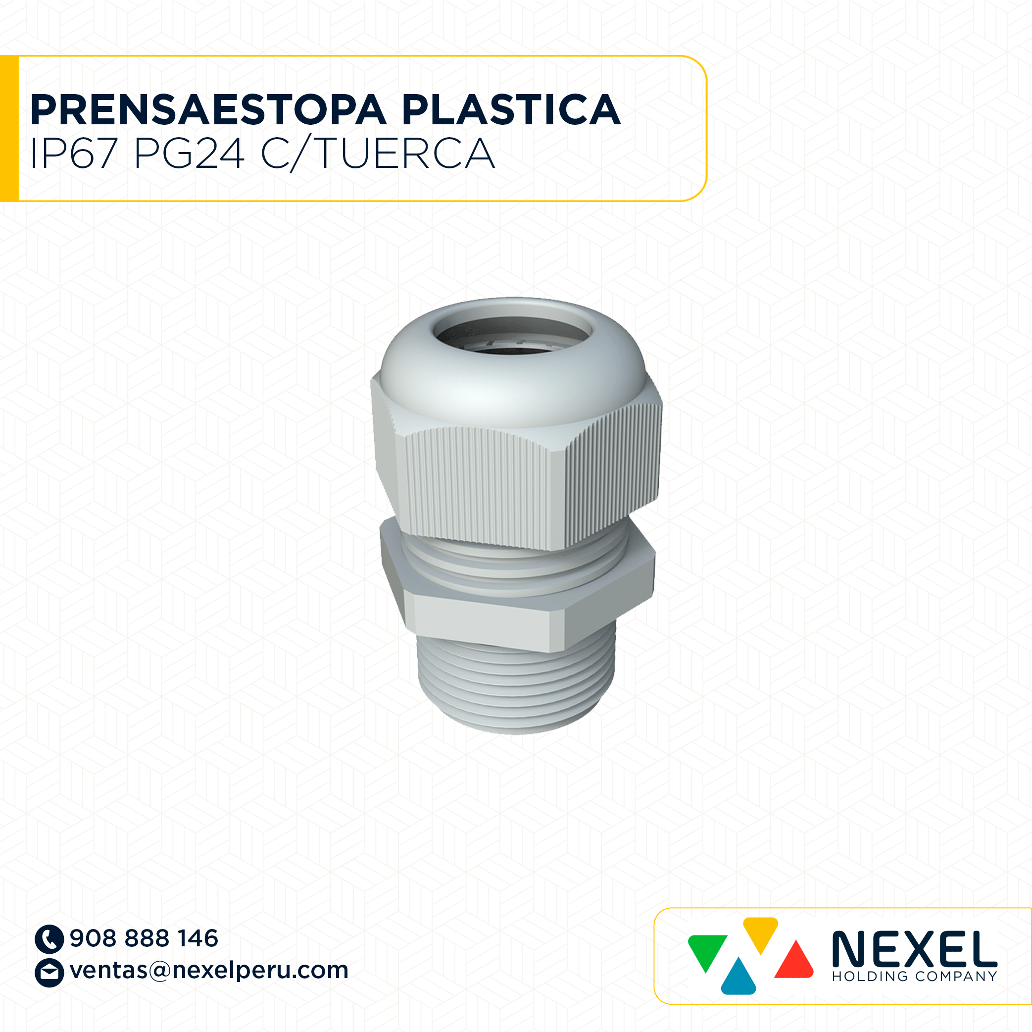 PRENSAESTOPA PLASTICA IP67 PG24 C/TUERCA STANDARD (NEGRO)