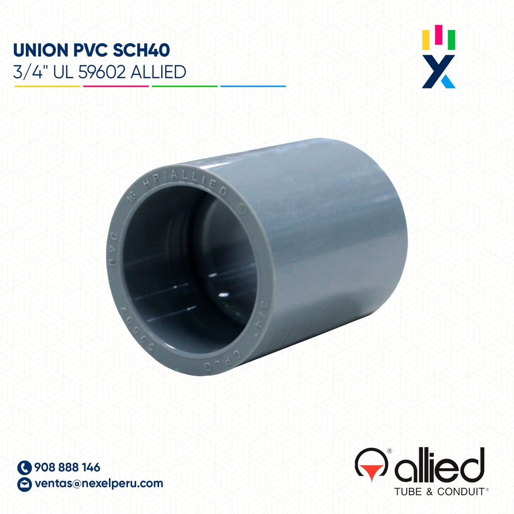 UNION PVC SCH40 3/4" UL 59602 ALLIED