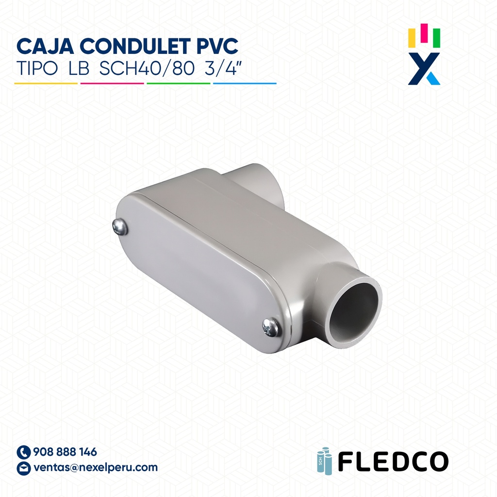 CAJA CONDULET PVC OVALADA TIPO LB SCH40/80 3/4" FLEDCO