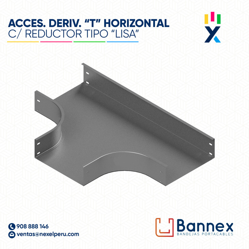 ACCES. DERIV. "T" HORIZONTAL C/ REDUCTOR  TIPO "LISA" 100x60MM 1.2MM S/TAPA INC. UNION BANNEX