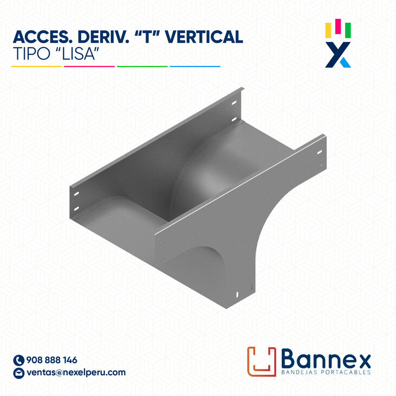 ACCES. DERIV. "T" VERTICAL  TIPO "LISA" 450x100MM 1.5MM C/TAPA INC. UNION BANNEX
