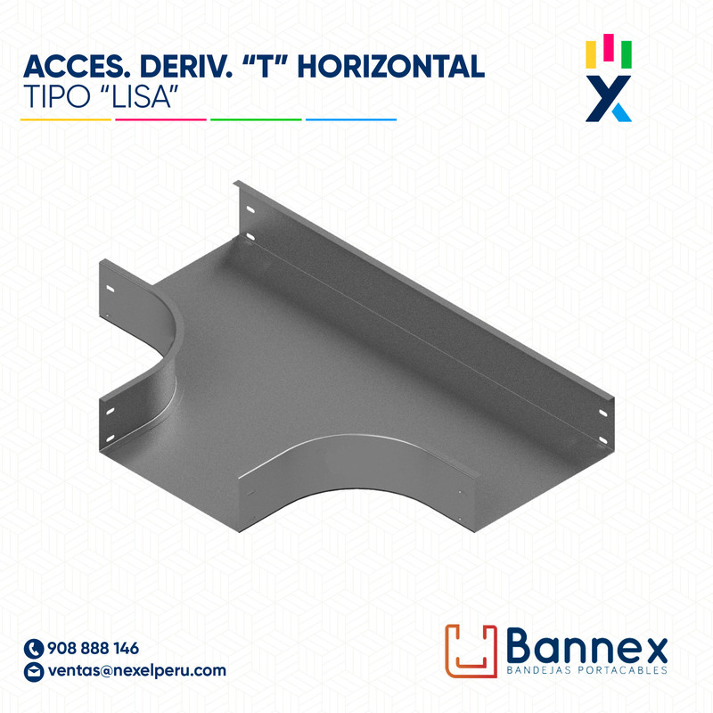 ACCES. DERIV. "T" HORIZONTAL  TIPO "LISA" 300x60MM 1.2MM C/TAPA INC. UNION BANNEX