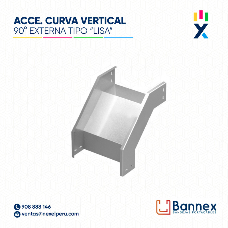 CURVA VERTICAL EXTERNA 90° GALV. TIPO "LISA" 400x60MM 1.2MM S/TAPA INC. UNION BANNEX