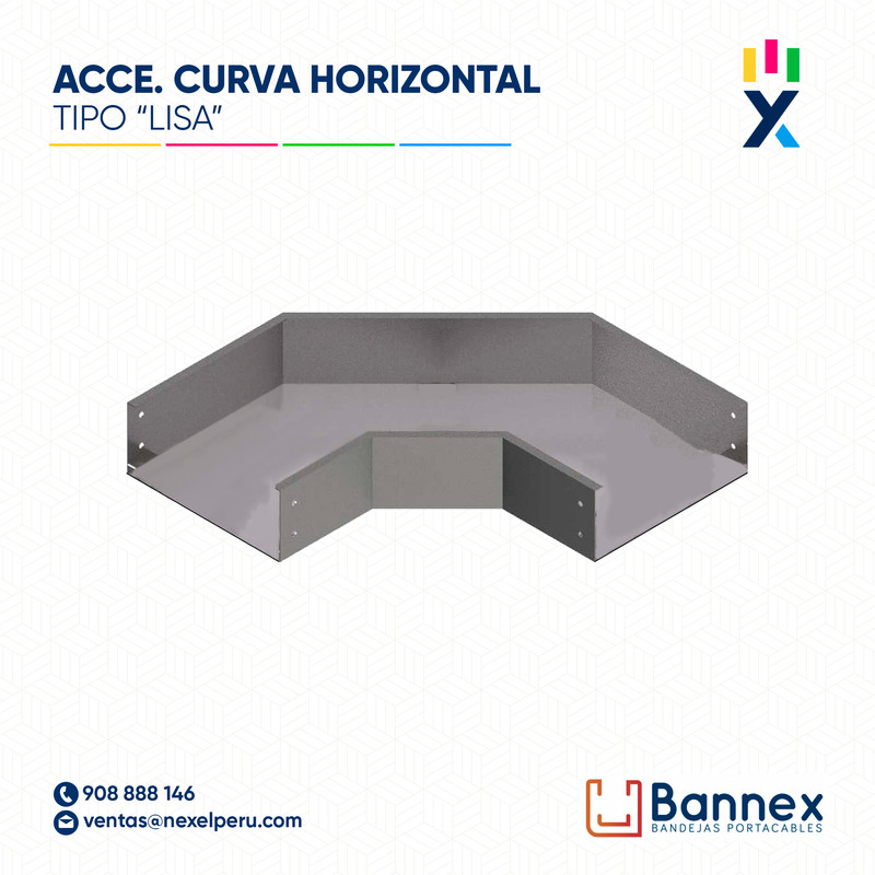 CURVA HORIZONTAL 90° GALV. TIPO "LISA" 250x100MM 2MM C/TAPA INC. UNION BANNEX