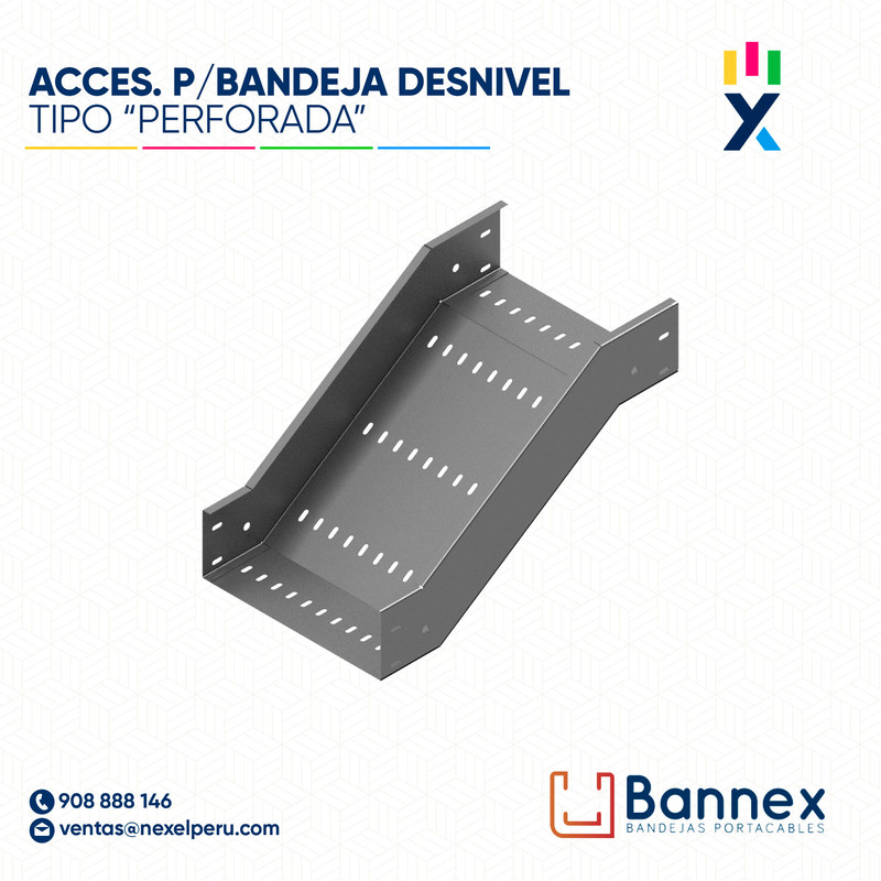 ACCES. "DESNIVEL"  TIPO "PERFORADA" 350x60MM 1.2MM S/TAPA INC. UNION BANNEX