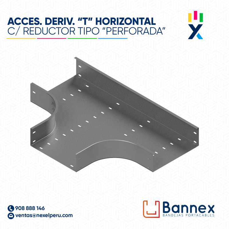 ACCES. DERIV. "T" HORIZONTAL C/ REDUCTOR  TIPO "PERFORADA" 100x60MM 1MM C/TAPA INC. UNION BANNEX