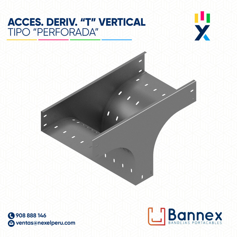 ACCES. DERIV. "T" VERTICAL  TIPO "PERFORADA" 250x100MM 1.2MM C/TAPA INC. UNION BANNEX