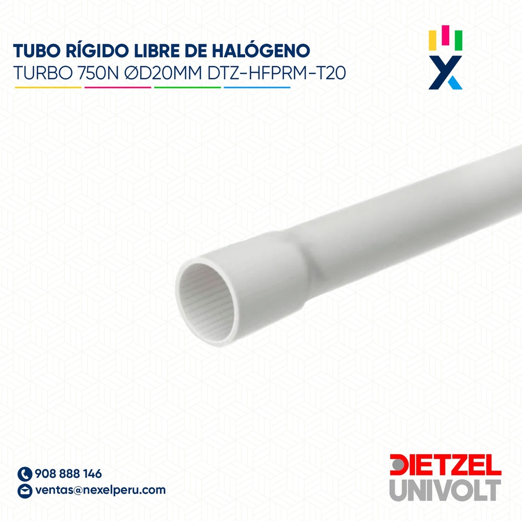 TUBO RÍGIDO LIBRE DE HALÓGENO TURBO 750N ØD20MM DTZ-HFPRM-T20 DIETZEL UNIVOLT