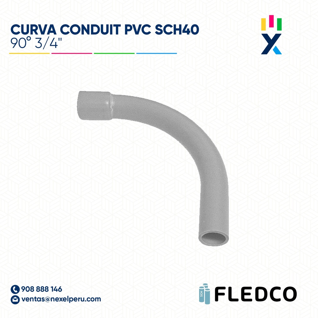 CURVA CONDUIT PVC 90° SCH40 3/4" 2 EXTR. BELL FLEDCO