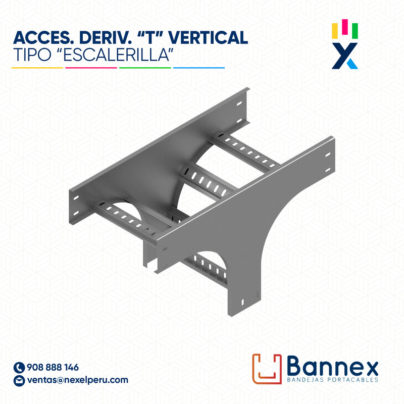 ACCES. DERIV. "T" VERTICAL  TIPO "ESCALERILLA" 350x100MM 1.2MM C/TAPA INC. UNION BANNEX