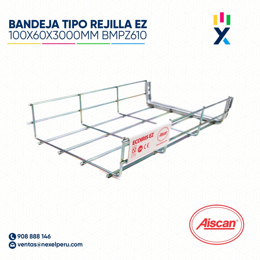 BANDEJA PORTACABLE TIPO REJILLA EZ 100X60X3000MM BMPZ610 AISCAN