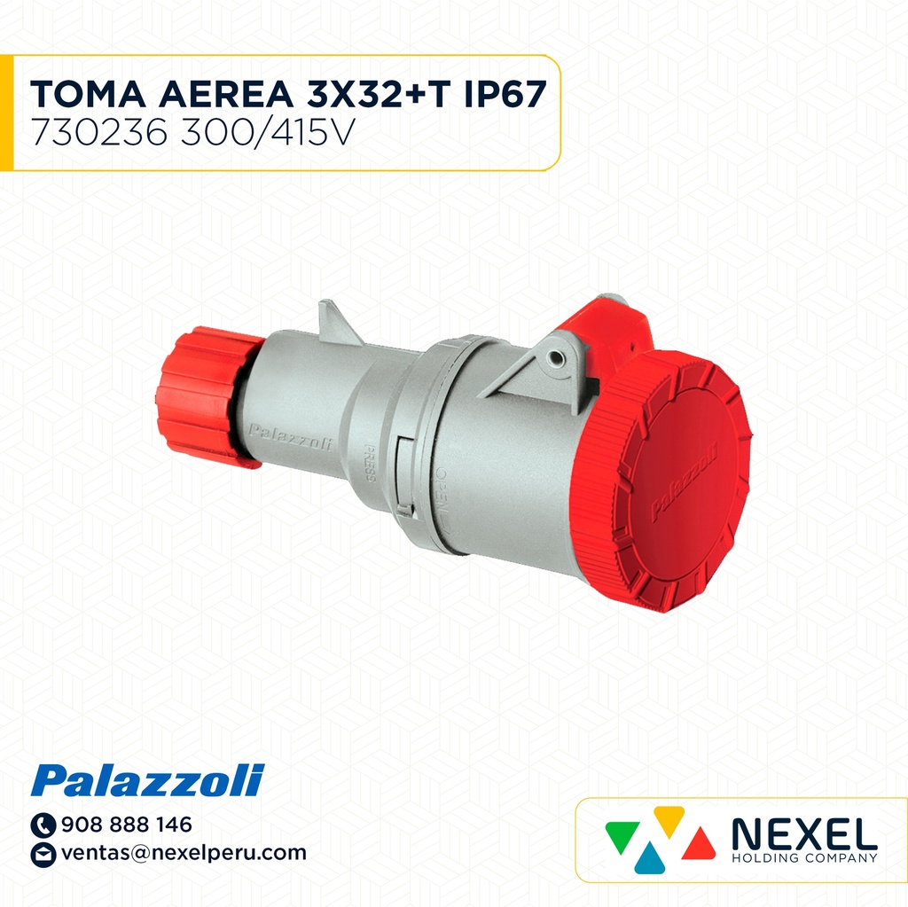 OUT-TOMA AEREA 3X32+T IP67 730236 300/415V PALAZZOLI