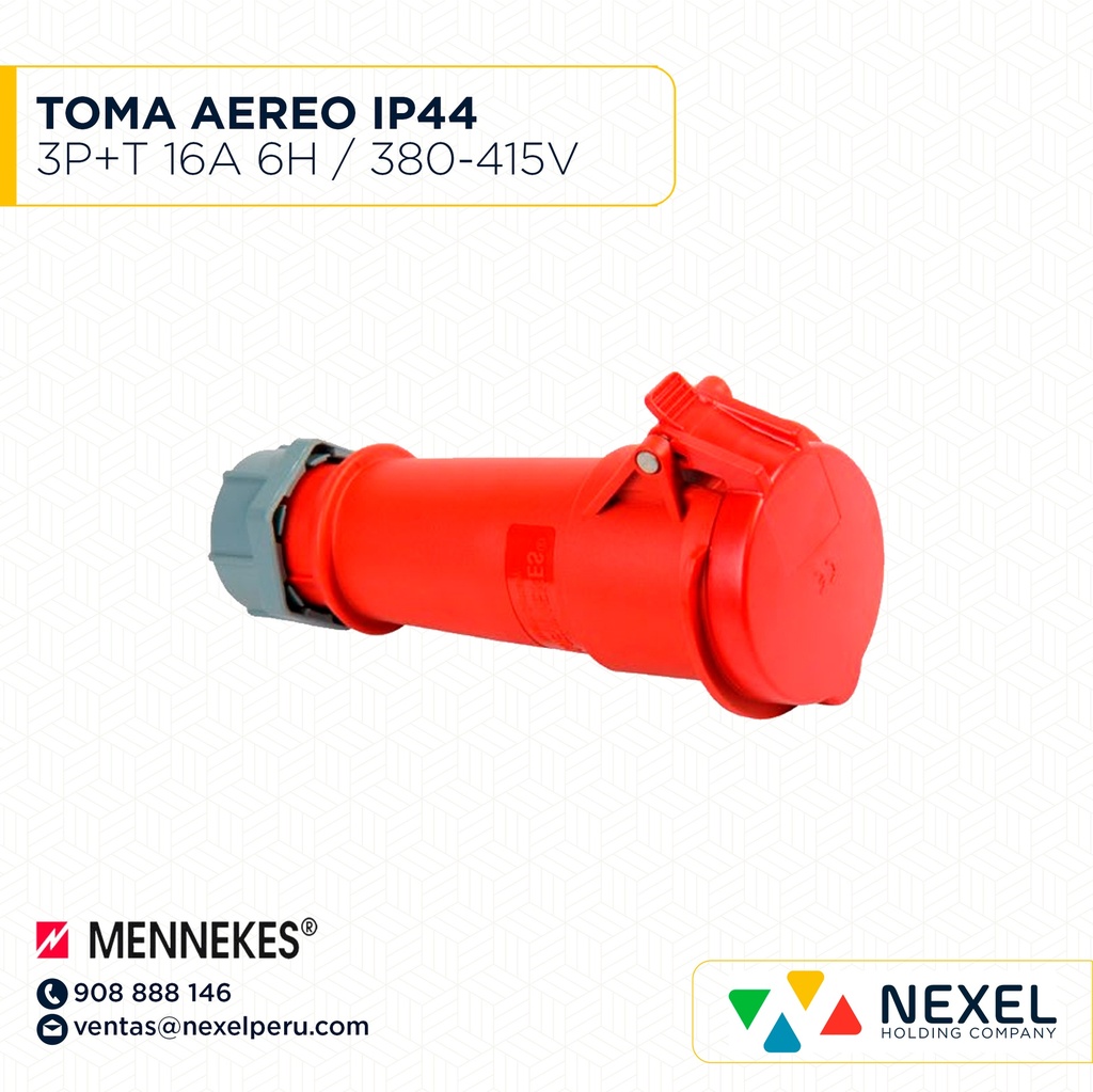 OUT- TOMA AEREO 3P+T 16A 6H / 380-415V 50-60HZ IP44 TYP: 514 MENNEKES
