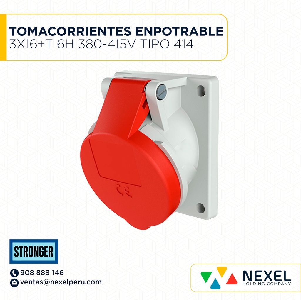 OUT- TOMACORRIENTES ENPOTRABLE 3X16+T 6H 380-415V TIPO 414 ROJO STRONGER