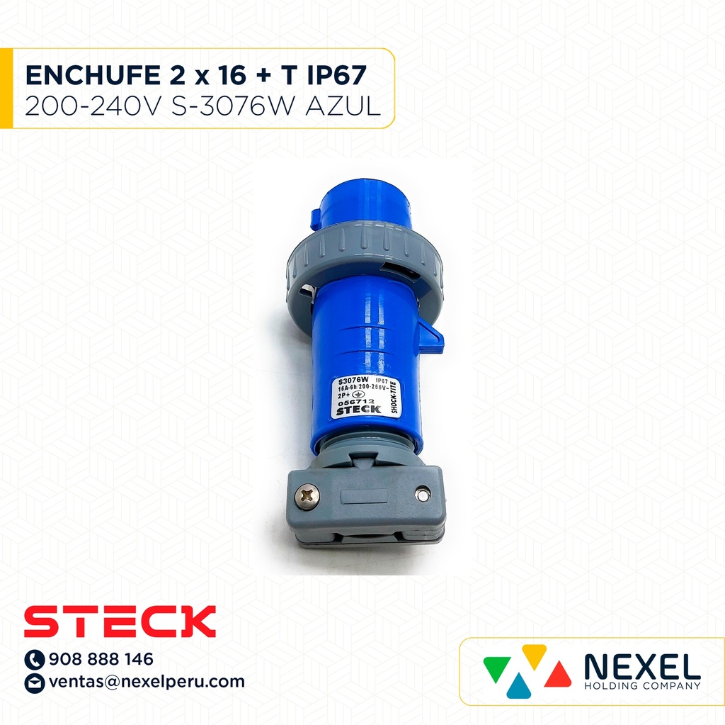 OUT- ENCHUFE 2X16+T IP67 220-240V S-3076W STECK