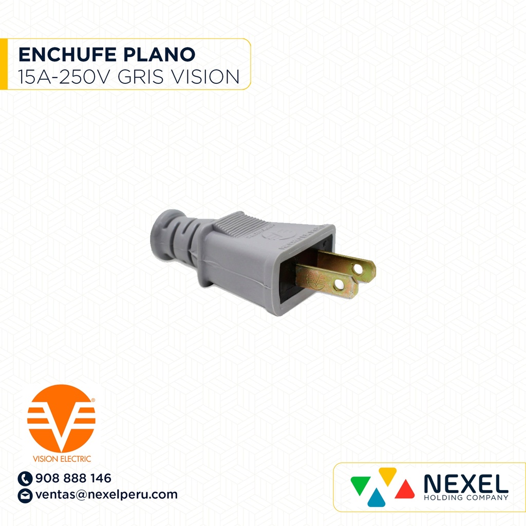 OUT- ENCHUFE PLANO 15A-250V GRIS VISION ELECTRIC