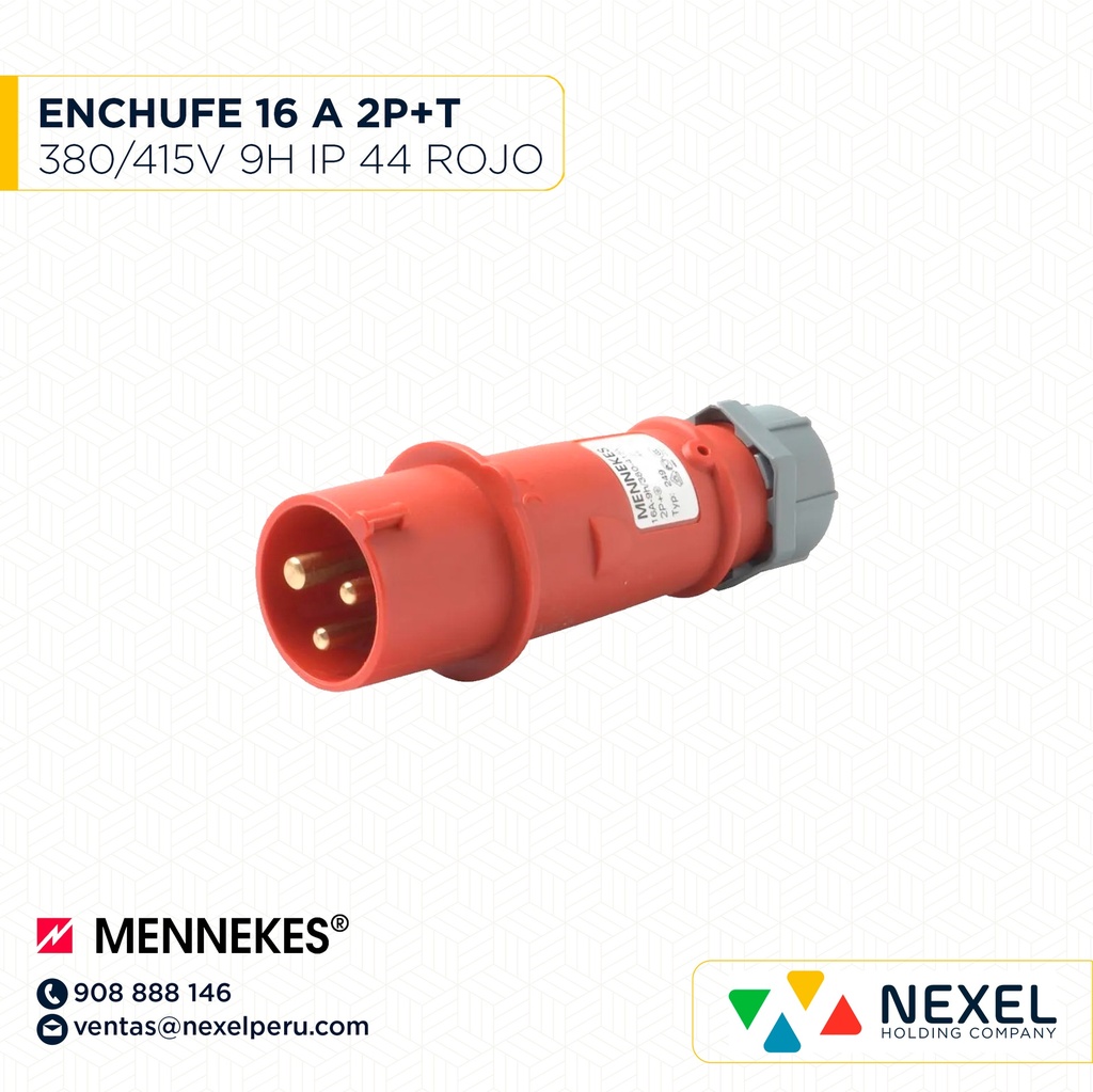 OUT-ENCHUFE 16 A 2P+T 380/415V 9H IP44 TYP:249 ROJO MENNEKES