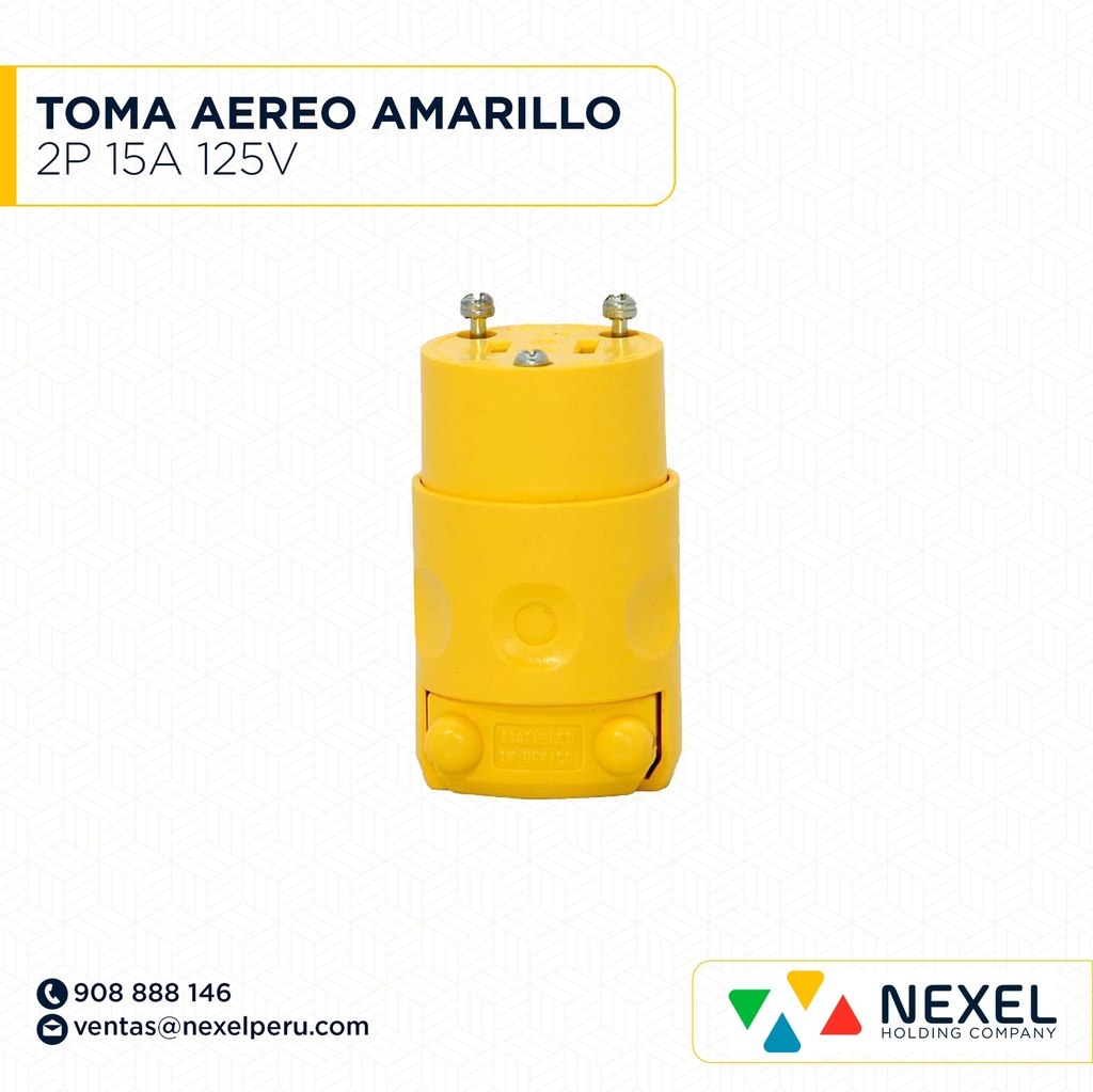 OUT- TOMA AEREO 2P 15A 125V AMARILLO IMPORTADO