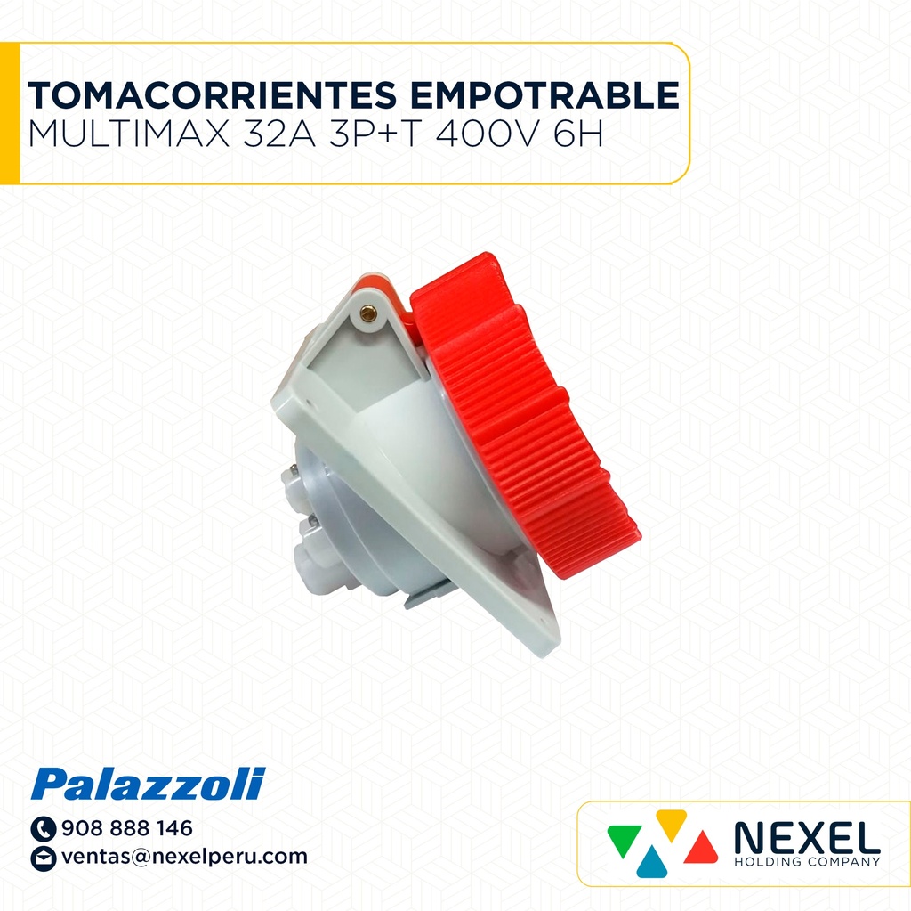 OUT- TOMACORRIENTES EMPOTRABLE MULTIMAX 32A 3P+T 400V 6H IP67 489236 PALAZZOLI