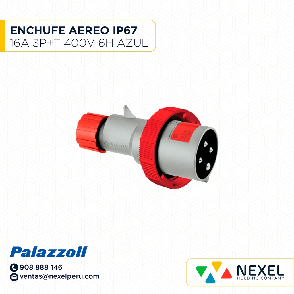 OUT- ENCHUFE AEREO RECTA MULTIMA 16A 3P+T 400V 6H IP67 710136 PALAZZOLI
