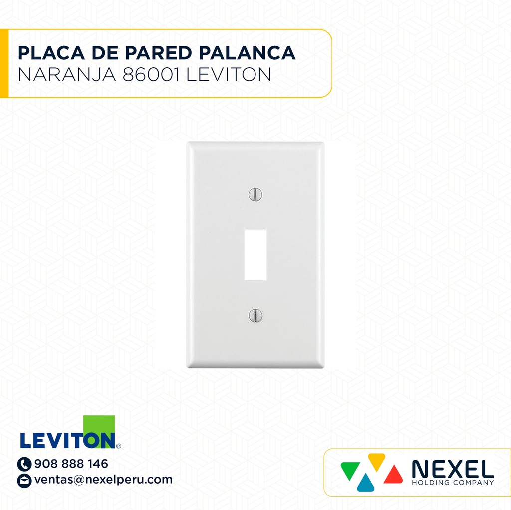 OUT- PLACA DE PARED PARA INTERRUPTORES DE PALANCA DE 1 UNIDAD MARFIL 86001 LEVITON