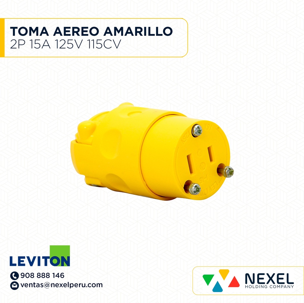 OUT- TOMA AEREO 2P 15A 125V AMARILLO 115CV LEVITON