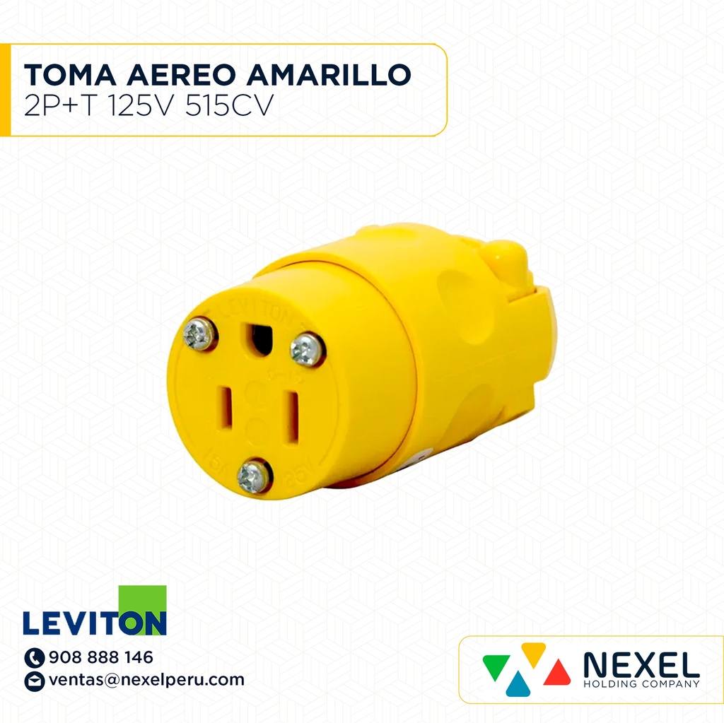TOMA AEREO 2P+T 125V 515CV AMARILLO LEVITON