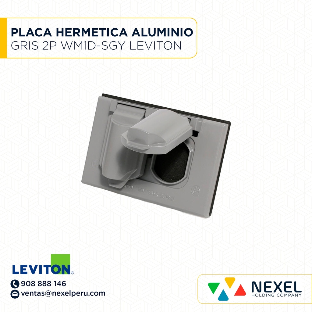 PLACA HERMETICA ALUMINIO 2 MODULOS GRIS A PRUEBA DE INTERPERIE WM1D-SGY LEVITON