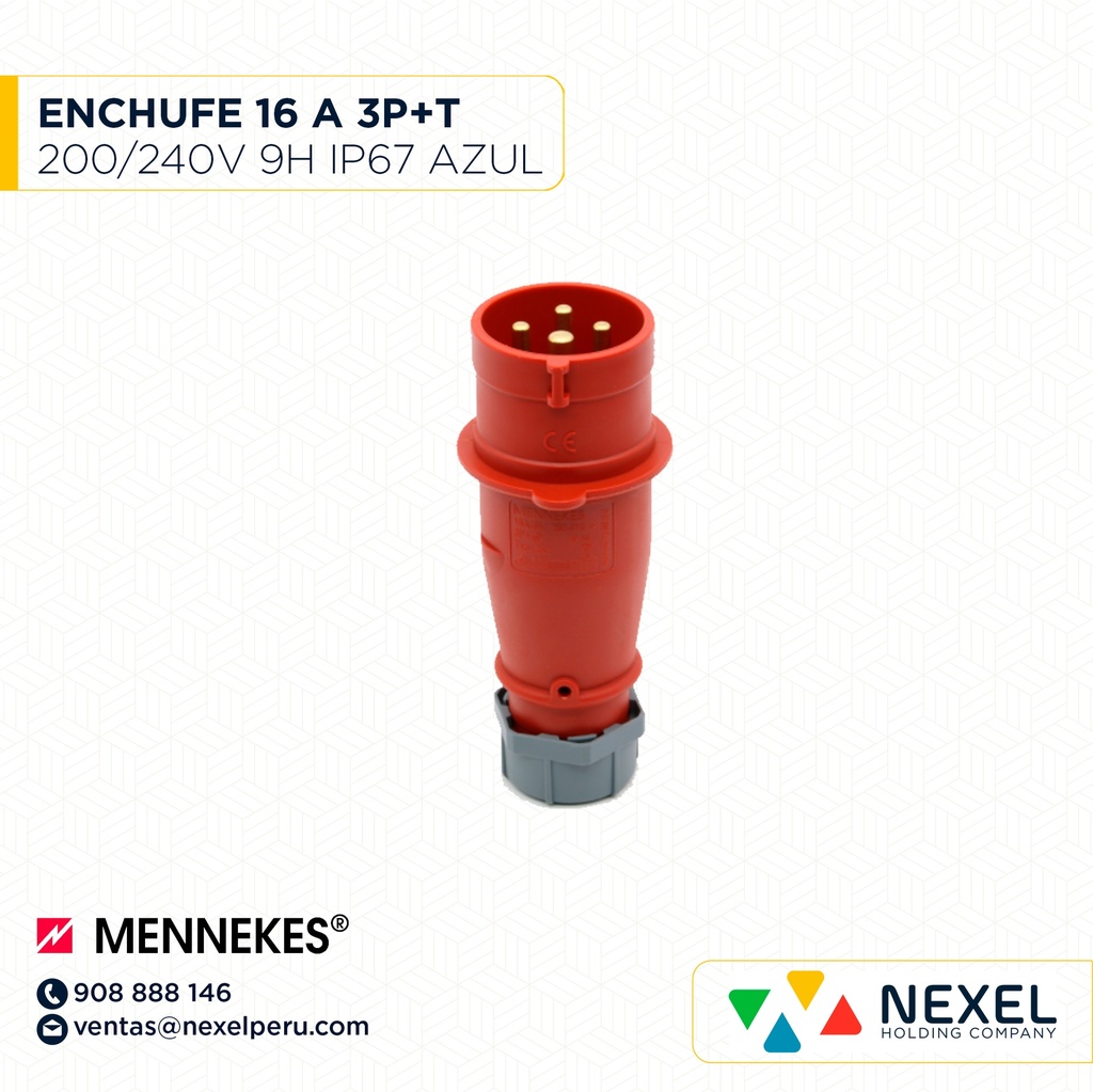 OUT- ENCHUFE 16 A 3P+T 380/415V 6H IP44 TYP:252 ROJO MENNEKES
