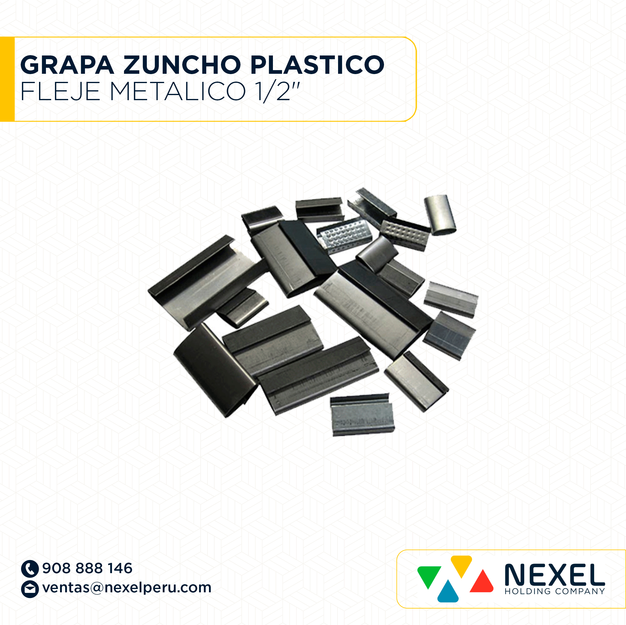 OUT- GRAPA PARA ZUNCHO PLASTICO Y FLEJE METALICO 1/2" USO EMBALAJE STANDARD
