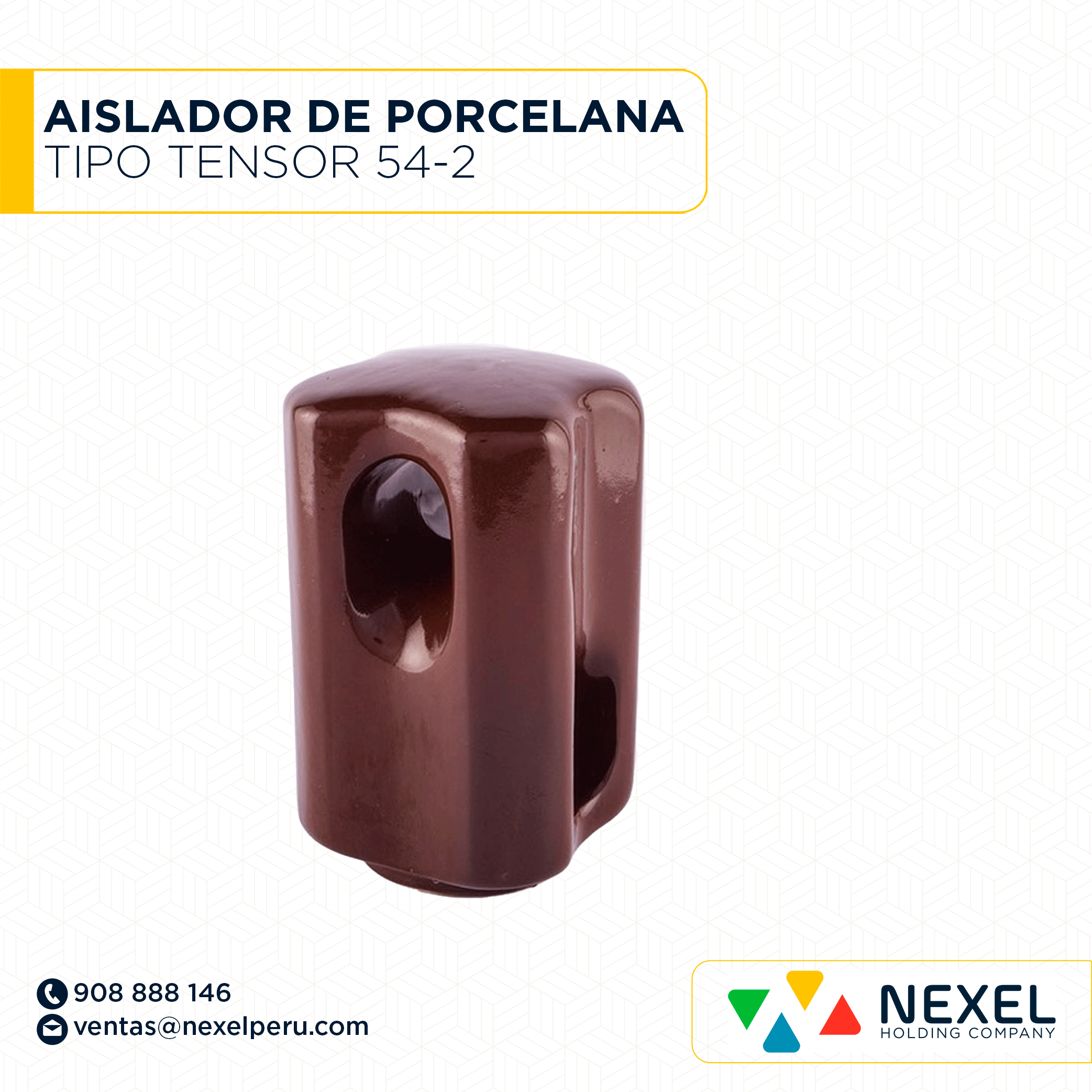 AISLADOR DE PORCELANA TIPO TENSOR ANSI 54-2 STANDARD