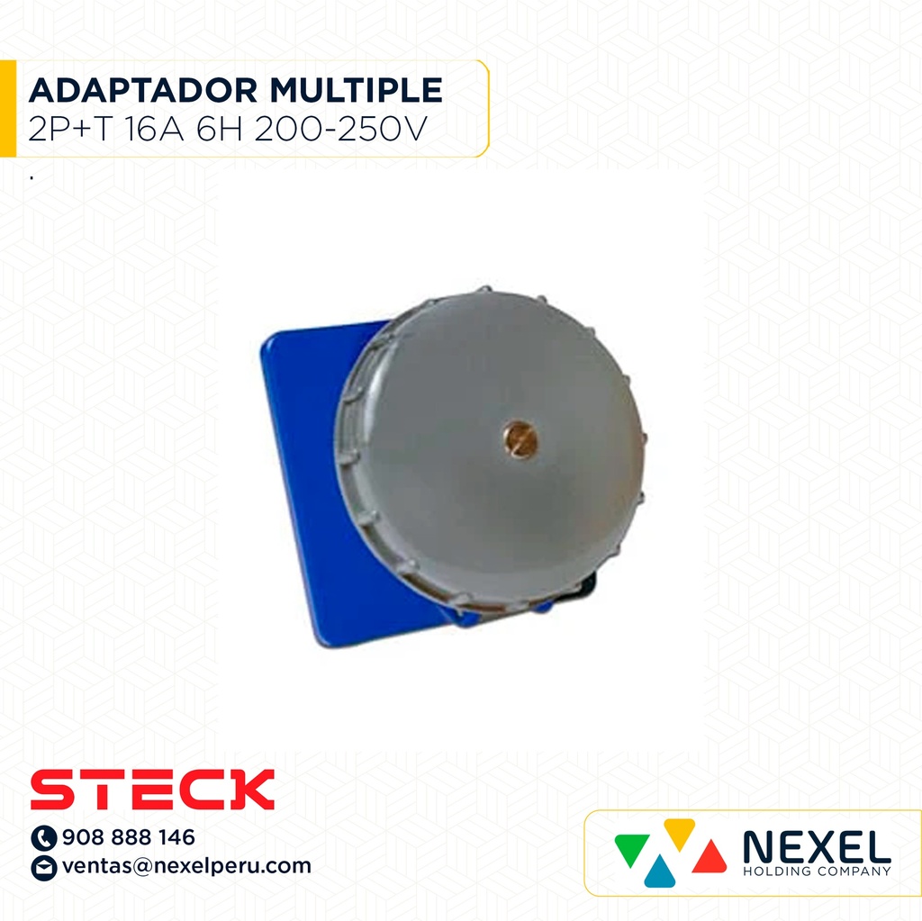 OUT -ADAPTADOR MÚLTIPLE 2P+T 16A 6H 200-250V AZUL S3046W STECK