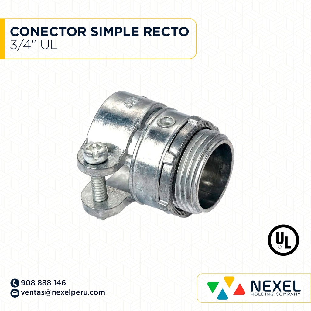 CONECTOR SIMPLE RECTO 3/4" UL STANDARD