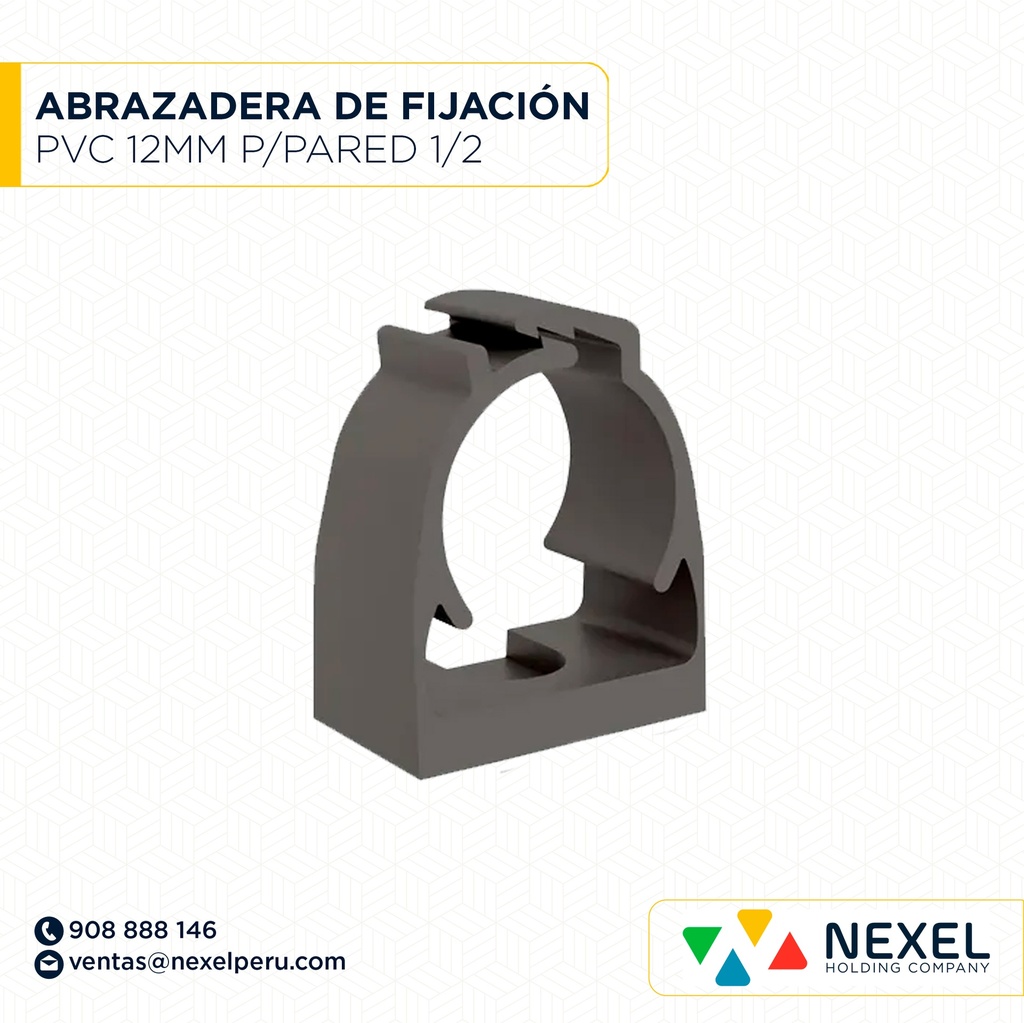 ABRAZADERA DE FIJACION DE PVC T/ C" 12MM2 P/PARED (1/2) GRIS STANDARD