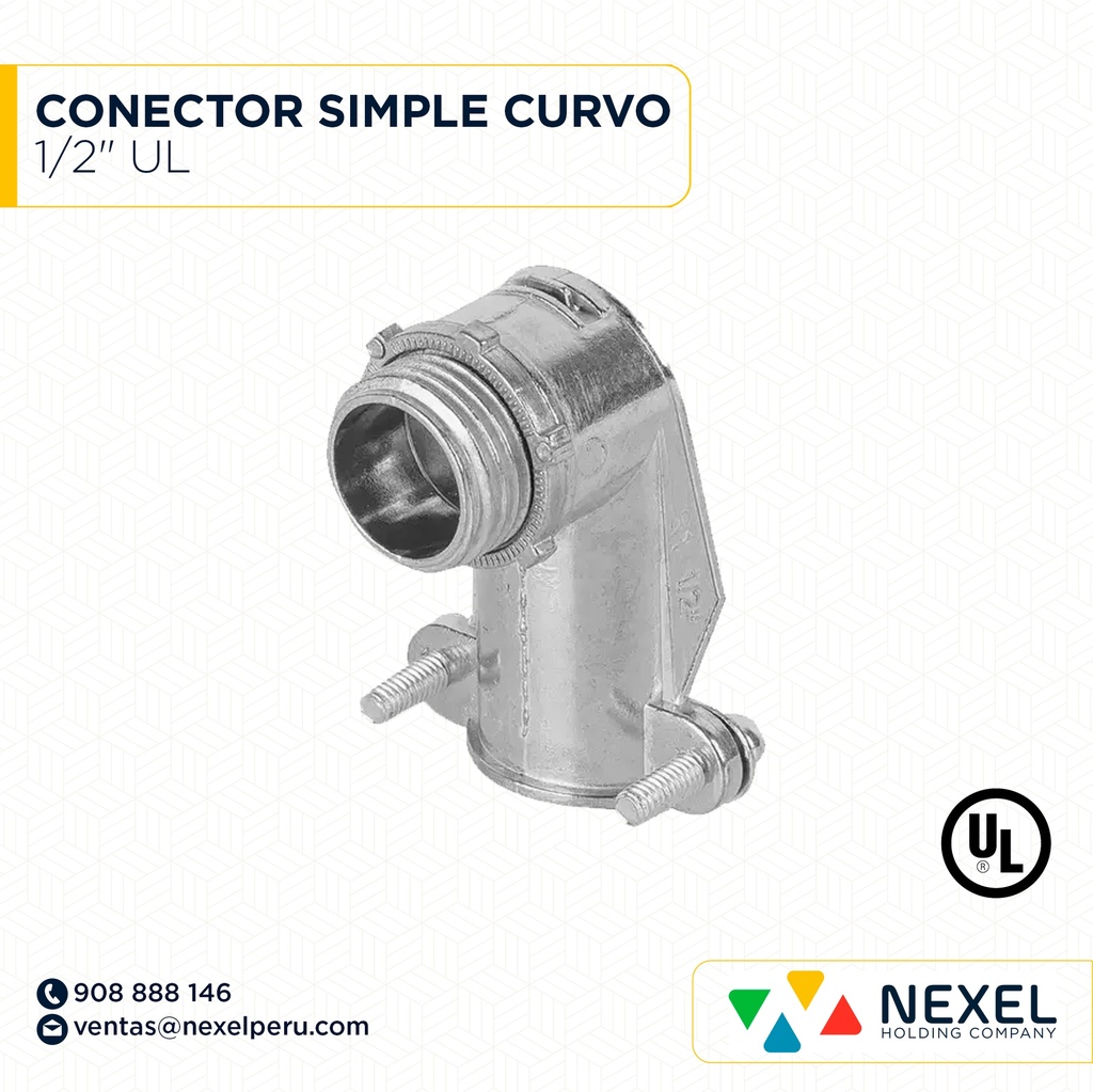   CONECTOR SIMPLE CURVO 1/2" UL STANDARD