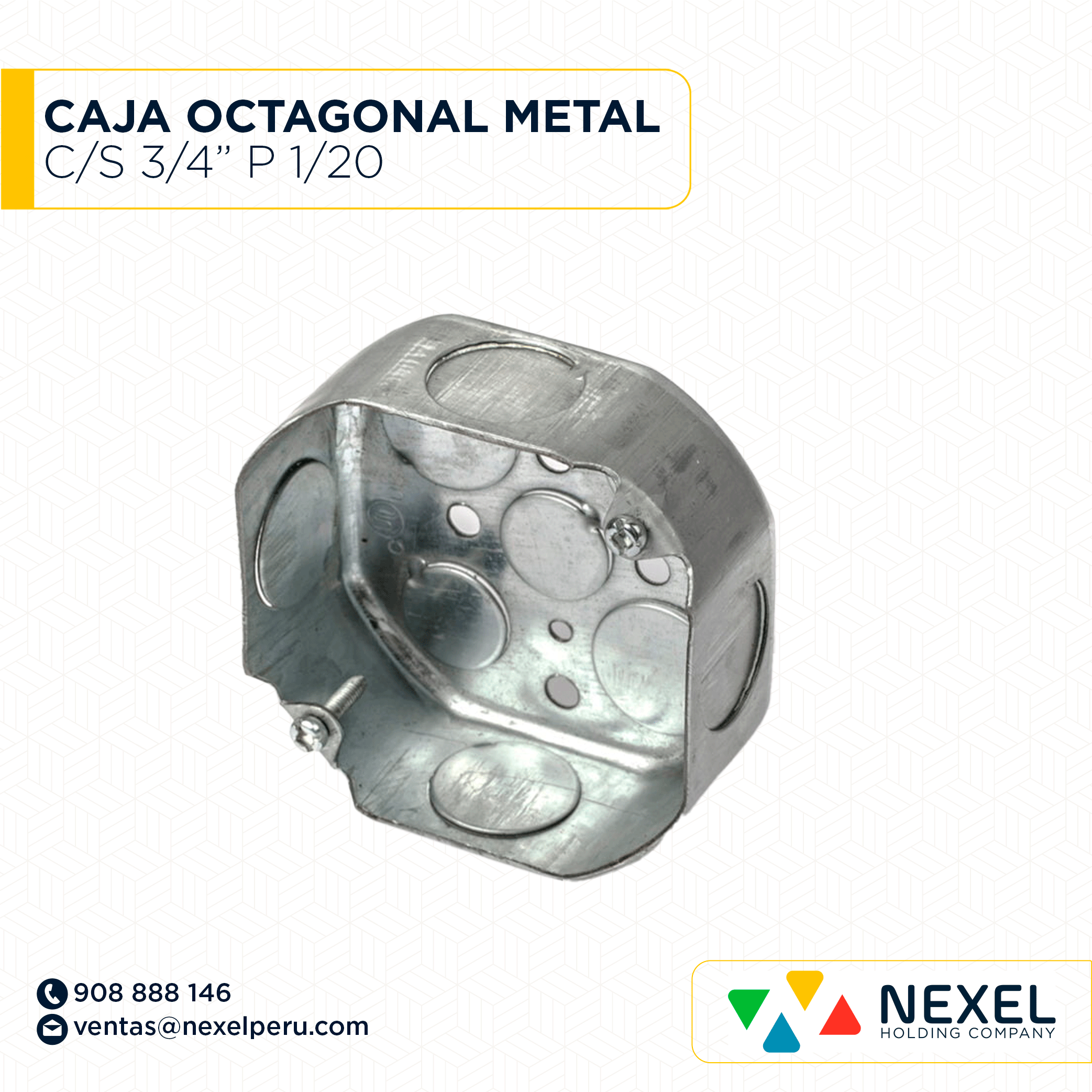 CAJA OCTAGONAL METAL C/S 3/4" P 1/20 IMPORTADO