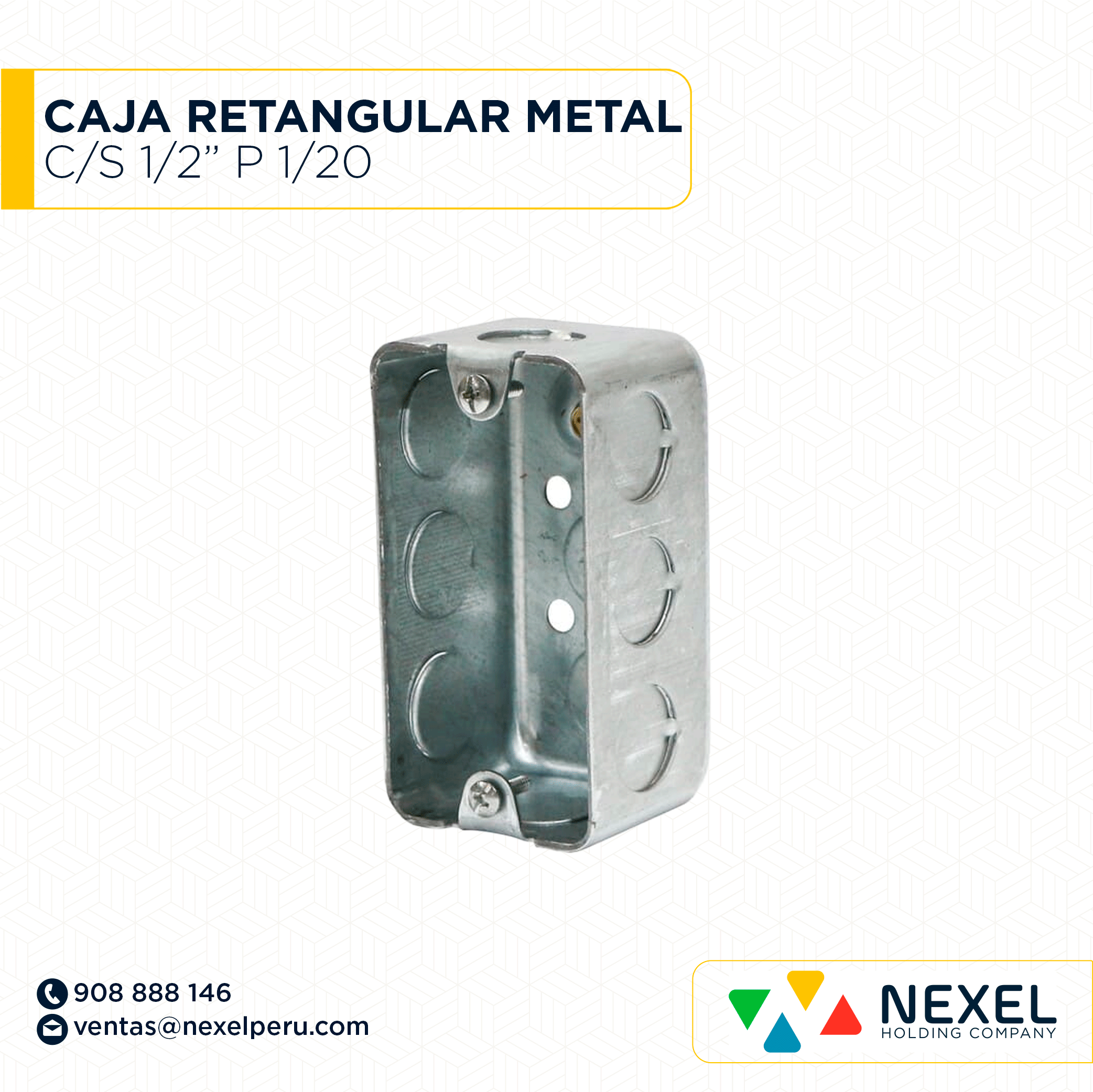 CAJA RECTANGULAR METAL C/S 1/2" P 1/20 IMPORTADO