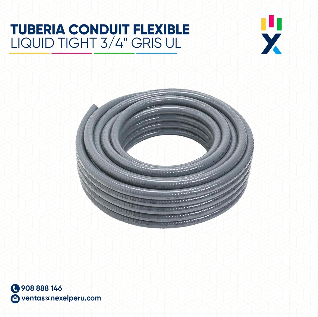 TUBERIA CONDUIT FLEXIBLE LIQUID TIGHT 3/4" GRIS UL STANDARD
