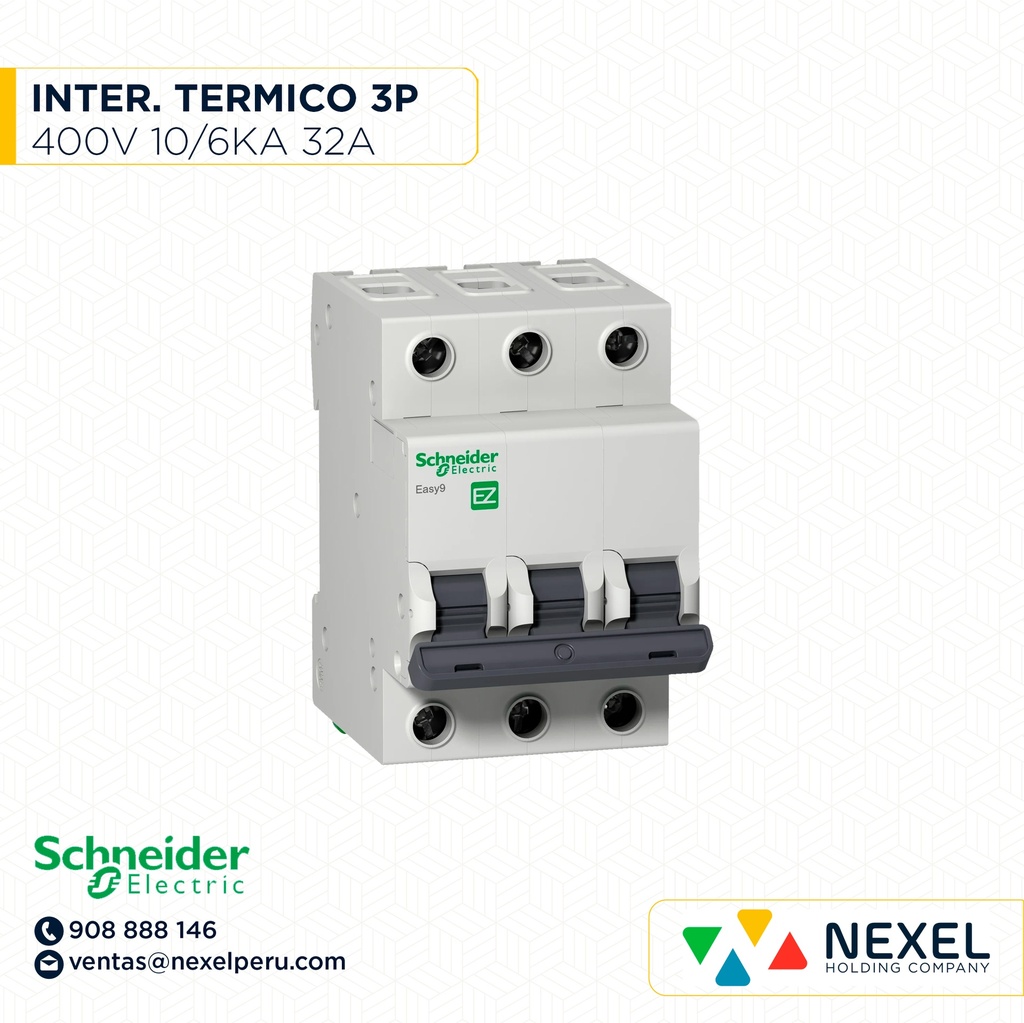 INTERRUPTOR AUT TERMOMAG P/RIEL 3P 32A 230/400VAC 10/6KA EASY9 EZ9F56332 SCHNEIDER