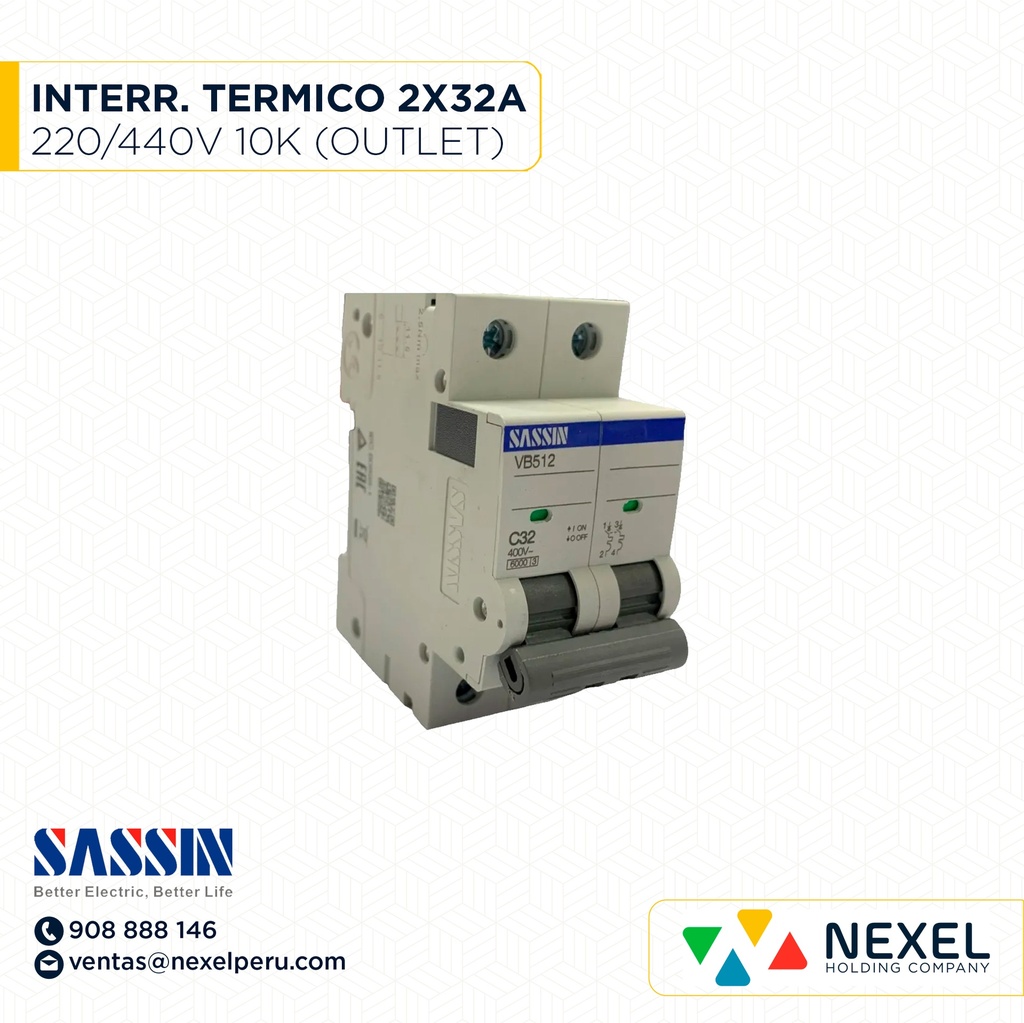 OUT-INTERR. TERMICO RIEL DIN 2X32A 10K 220/400V SASSIN