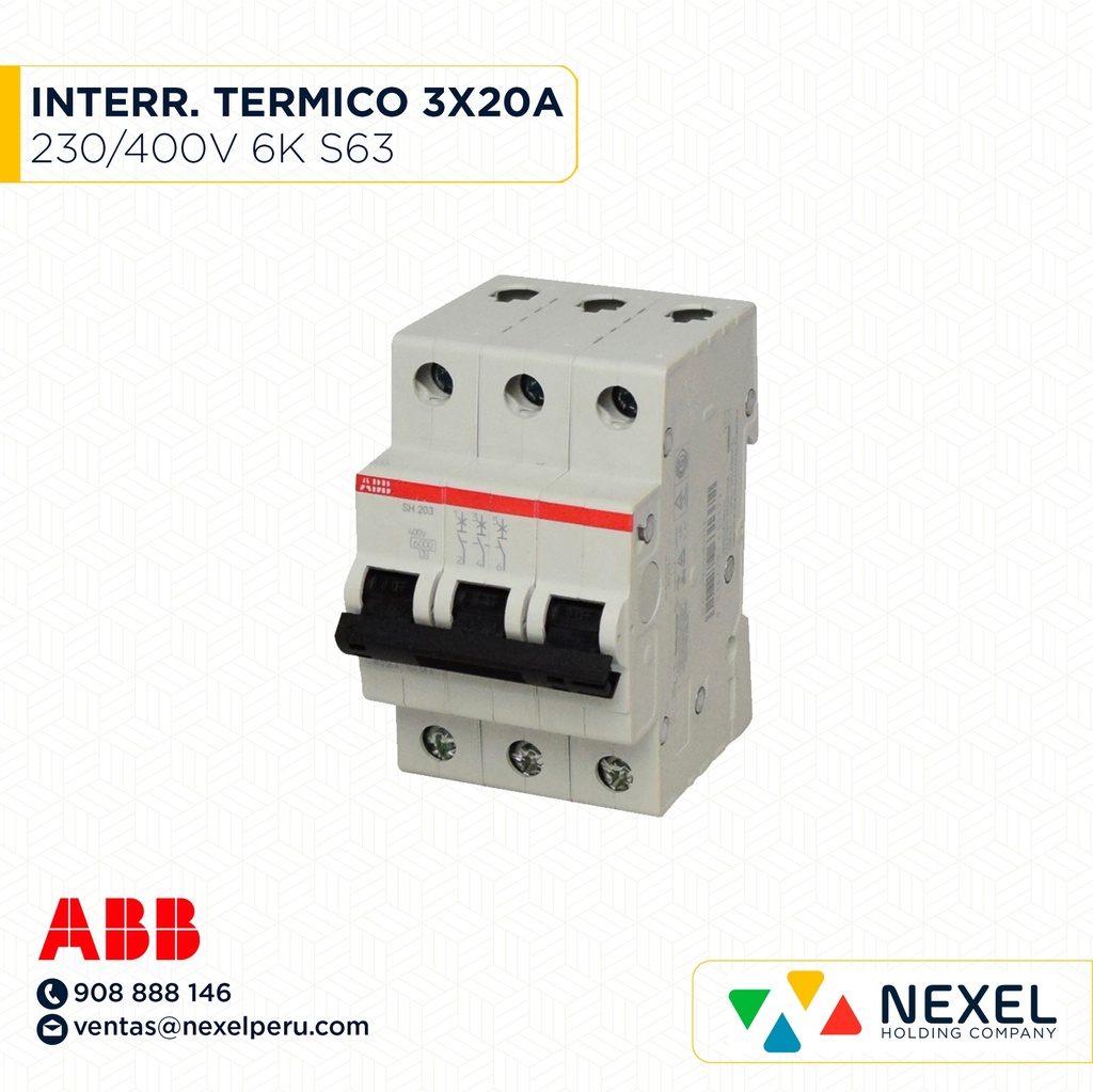 OUT-INTERR. TERMICO 3X20A 230/400V 6K S63 ABB