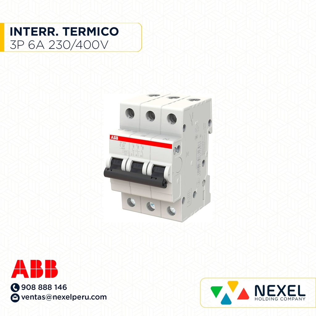 OUT-INTER. TERMICO RIEL DING 3P 6A 230/400V SH203 ABB