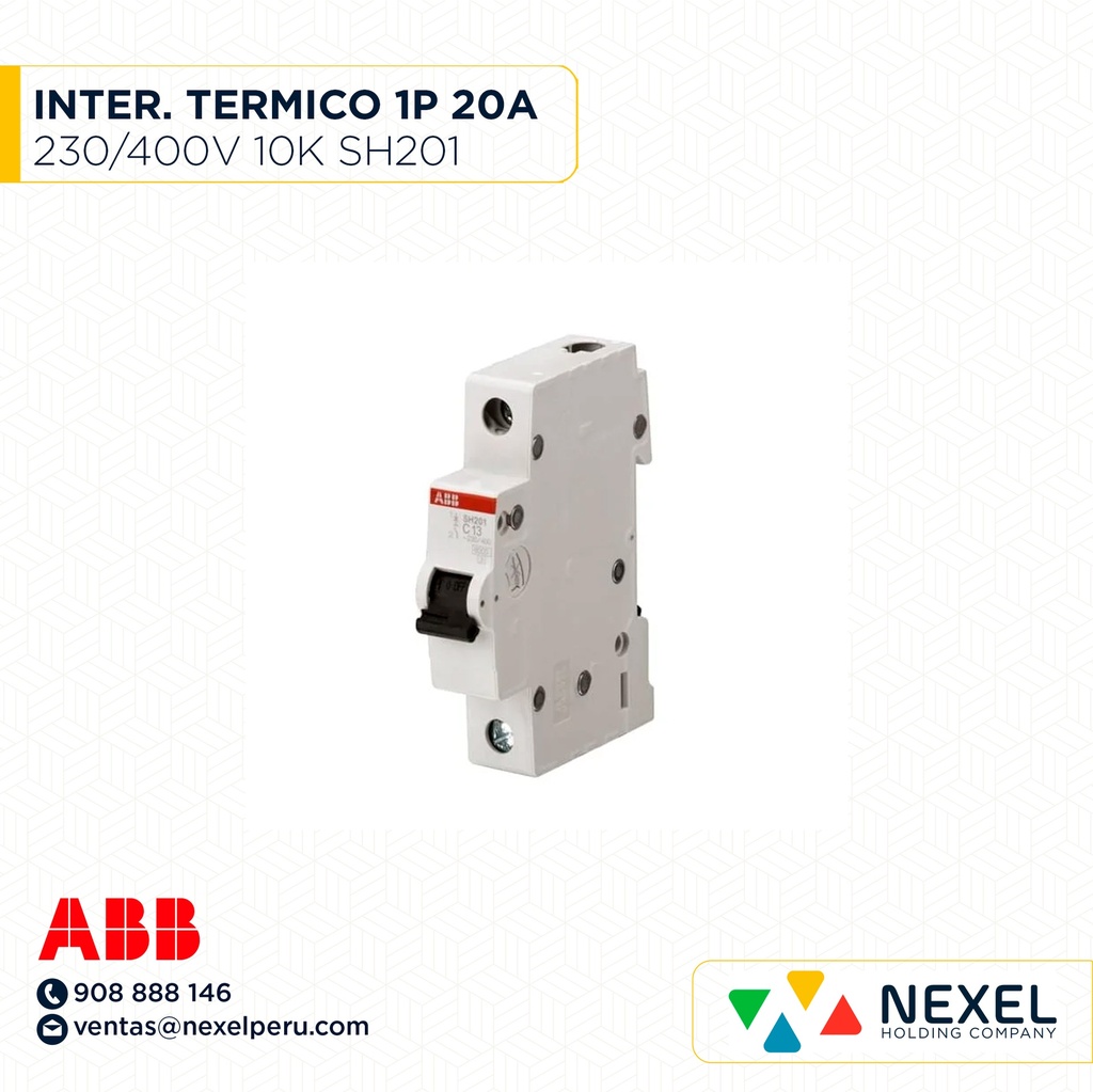 OUT-INTERR. TERMICO RIEL DING 1P 20A 230/400V SH201 ABB