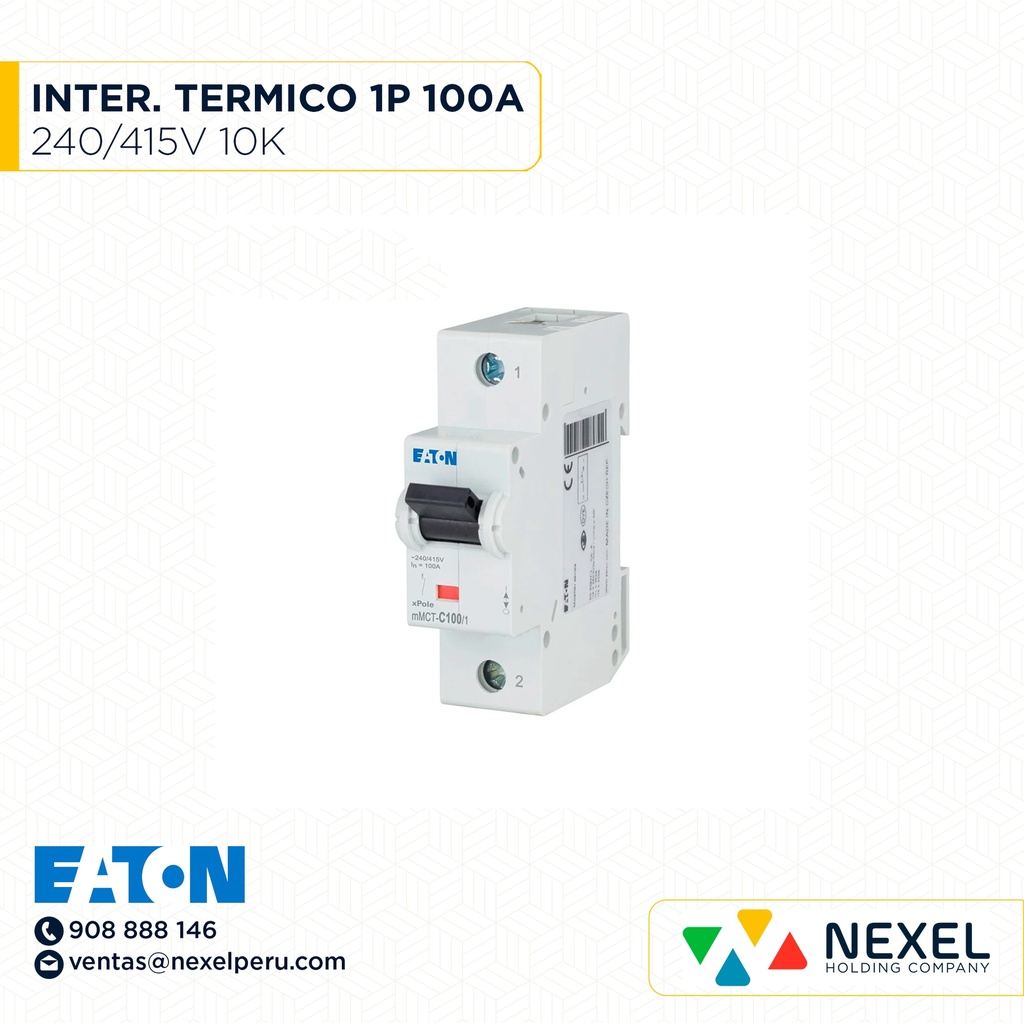 INTERR. TERMICO RIEL DING 1P 100A 240/415V MMCT-C100/1 EATON
