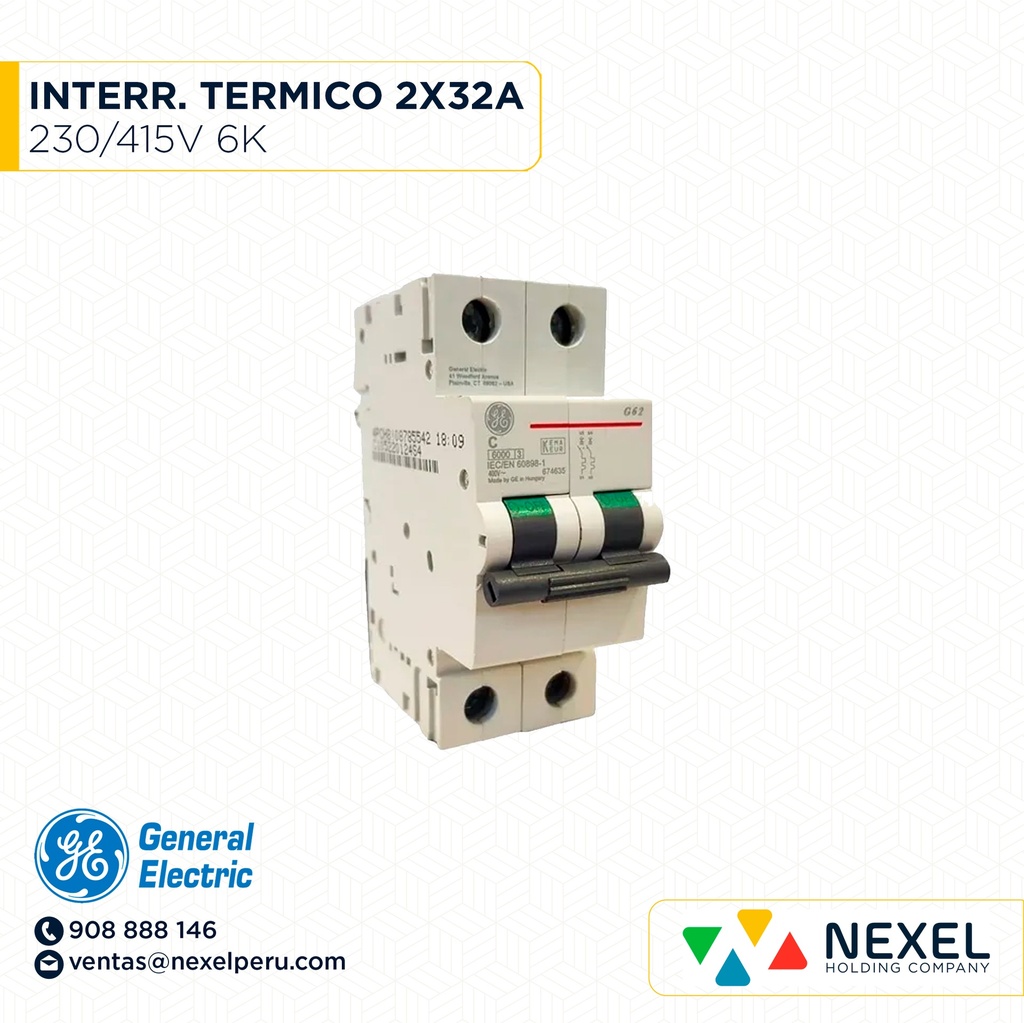 INTERR. TERMICO 2X32A 230/400V 6K DG62C32 GENERAL ELECTRIC